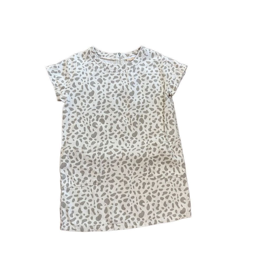 North End denim ivory‎ light brown animal leopard print dress sz M